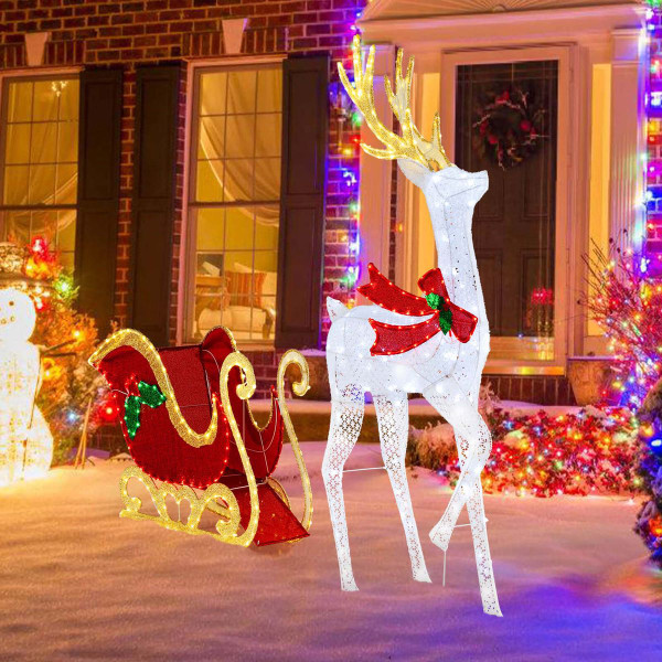 Lighted Reindeer & Sleigh Set  product image Lighted Reindeer & Sleigh Set  product image