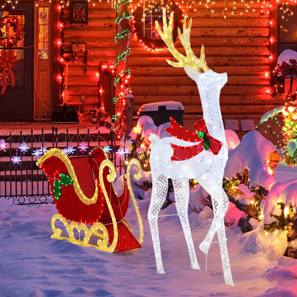 Lighted Reindeer & Sleigh Set  product image Lighted Reindeer & Sleigh Set  product image