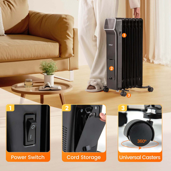 1500W Oil-Filled Radiator Heater with Remote Control product image