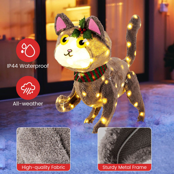 Pre-Lit 88 LED Light-up 3D Cat with Warm White Light & Plug product image
