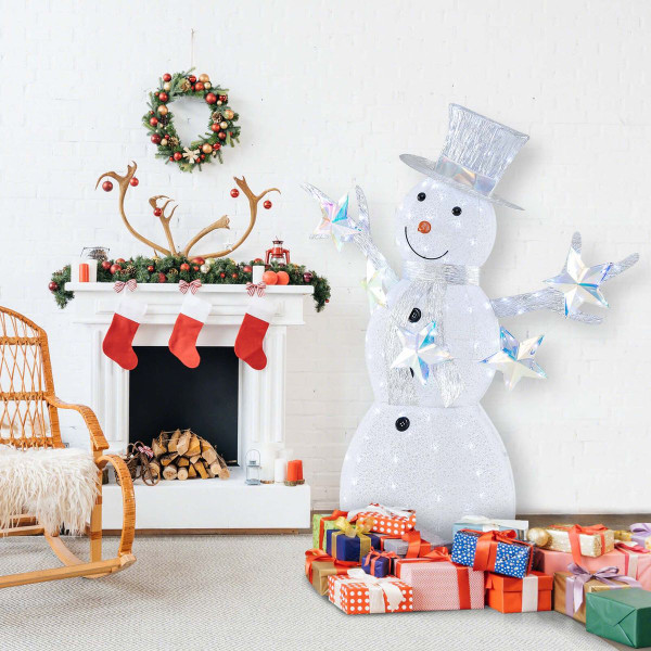 5-Foot Pre-Lit Christmas Snowman with Stars product image