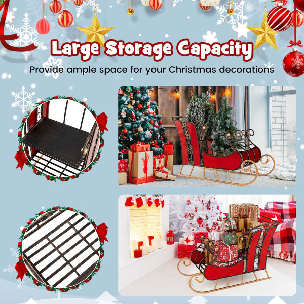 23" Christmas Santa Sleigh with 2-Tier Shelf product image 23" Christmas Santa Sleigh with 2-Tier Shelf product image