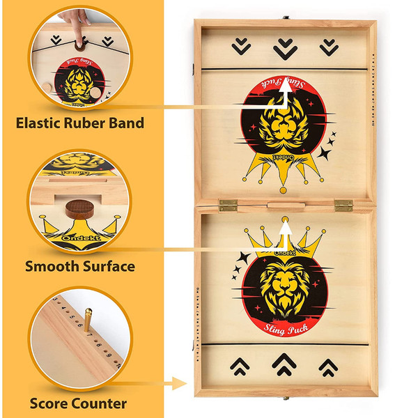 3-in-1 Foldable Wooden Board Game with Sling Puck, Nine Men's Morris, and Checkers product image