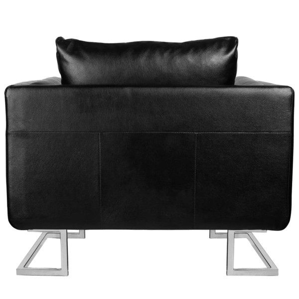 Cube Armchair with Chrome Feet Black Leather product image