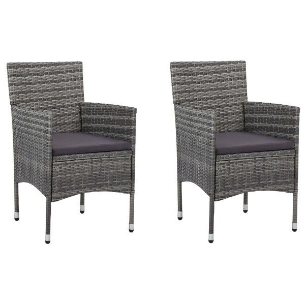 Patio Dining Chairs 2 pcs Poly Rattan Gray product image