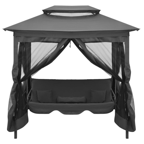 Outdoor Convertible Swing Bench with Canopy Anthracite 86.6"x63"x94.5" Steel product image