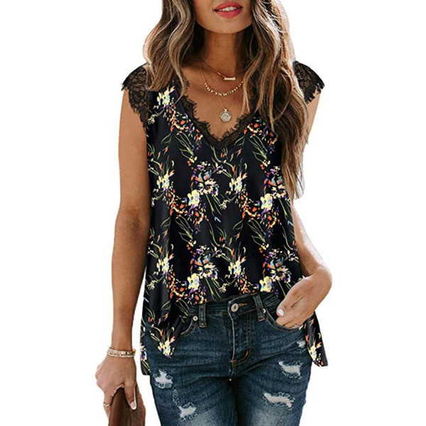 Women's V-Neck Lace Flowy Tee product image