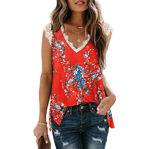 Women's V-Neck Lace Flowy Tee product image