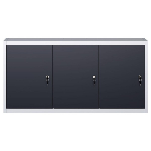 Wall Mounted Tool Cabinet Industrial Style Metal Gray and Black product image