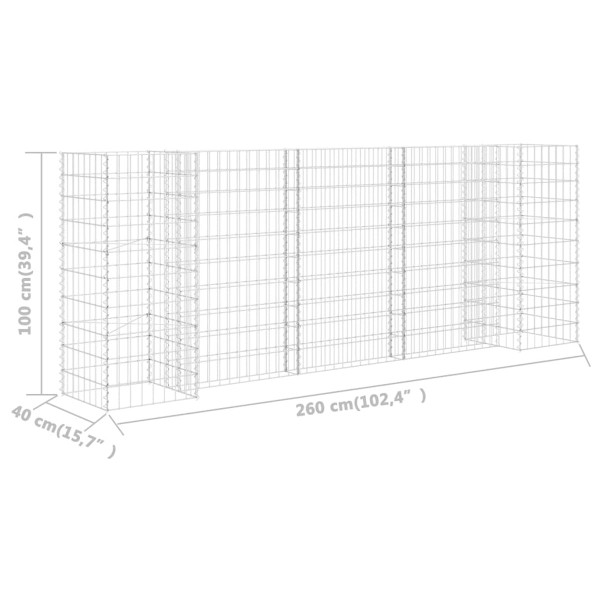 H-Shaped Gabion Planter Steel Wire 102.4"x15.7"x39.4" product image