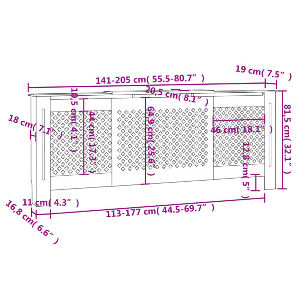 MDF Radiator Cover White 80.7" product image