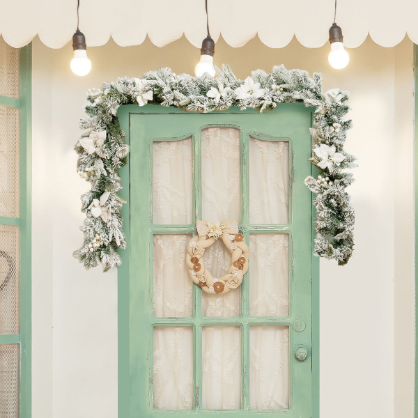 9ft Pre-lit Snowy Christmas Garland with Berries  product image