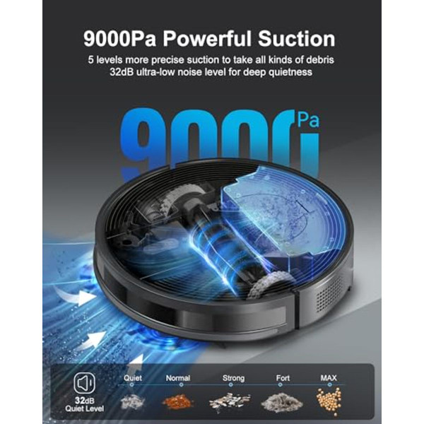 Enboya D60+ Robot Vacuum Cleaner with Self-Empty Base 9000Pa product image