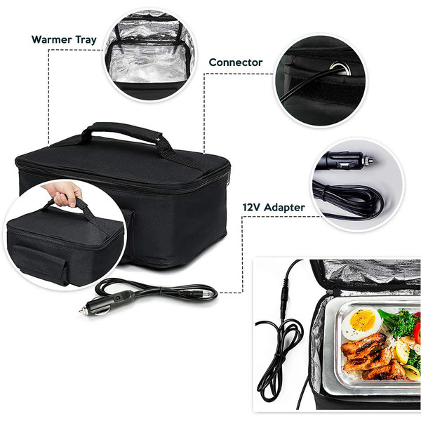 Zone Tech Insulated Lunch Box 12V Electric Travel Food Warmer for Car  Picnic Food Heater