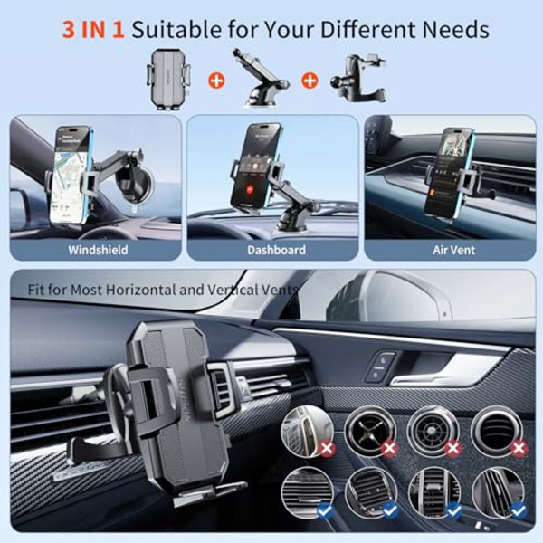 Upgraded 3-in-1 Car Phone Holder Mount product image
