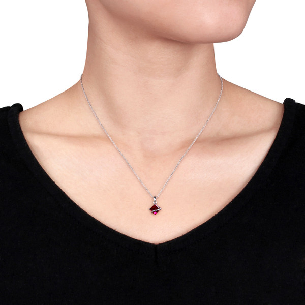 4-3/8-Carat Created Ruby Earring & Pendant Set product image