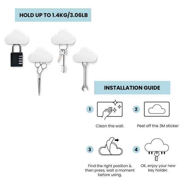 Magnetic Stick Anywhere Cloud Key Holder (3-Pack) product image