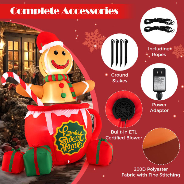 7 ft Christmas Pre-Lit Gingerbread Man Inflatable product image