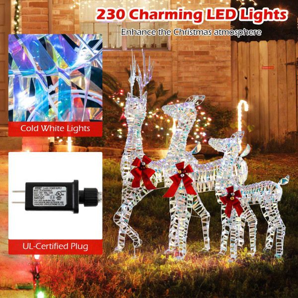 3-Piece Lighted Christmas Reindeer Family with LED Lights product image