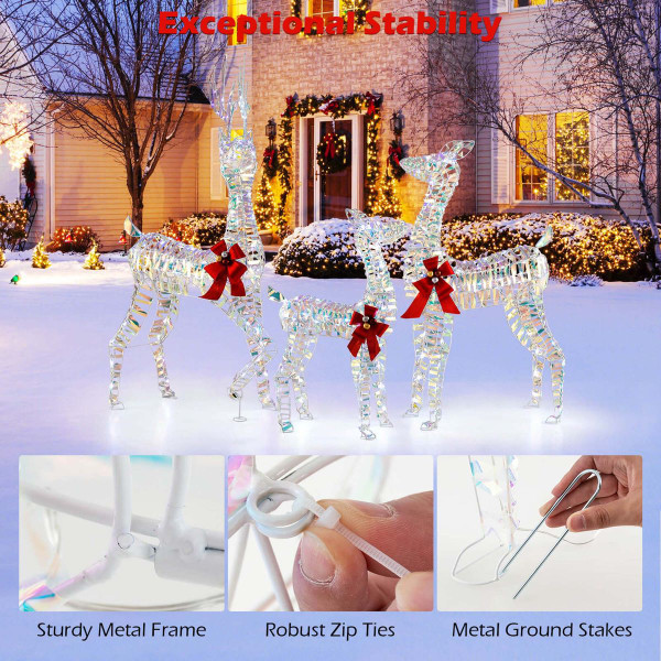 3-Piece Lighted Christmas Reindeer Family with LED Lights product image