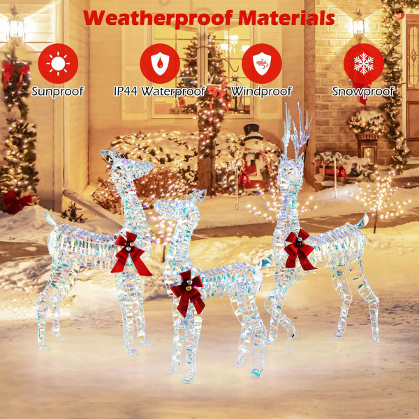 3-Piece Lighted Christmas Reindeer Family with LED Lights product image
