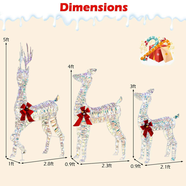 3-Piece Lighted Christmas Reindeer Family with LED Lights product image