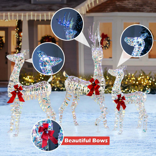 3-Piece Lighted Christmas Reindeer Family with LED Lights product image