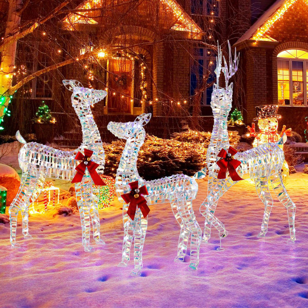 3-Piece Lighted Christmas Reindeer Family with LED Lights product image