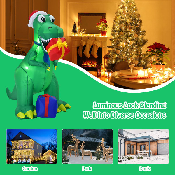  6ft Inflatable Dinosaur Christmas Decoration product image