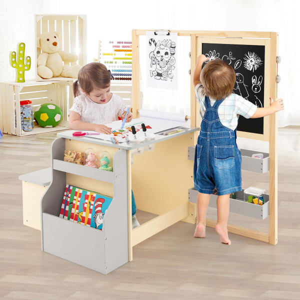 Kids' Art Center Wooden Table Bench Set product image