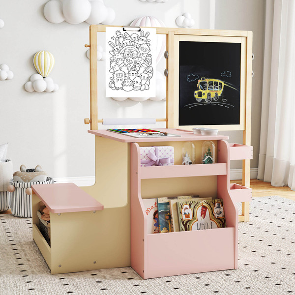 Kids' Art Center Wooden Table Bench Set product image
