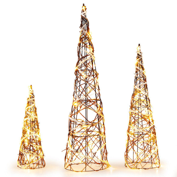 Lighted Rattan Cone Trees with LED Lights and Metal Frame (Set of 3) product image Lighted Rattan Cone Trees with LED Lights and Metal Frame (Set of 3) product image