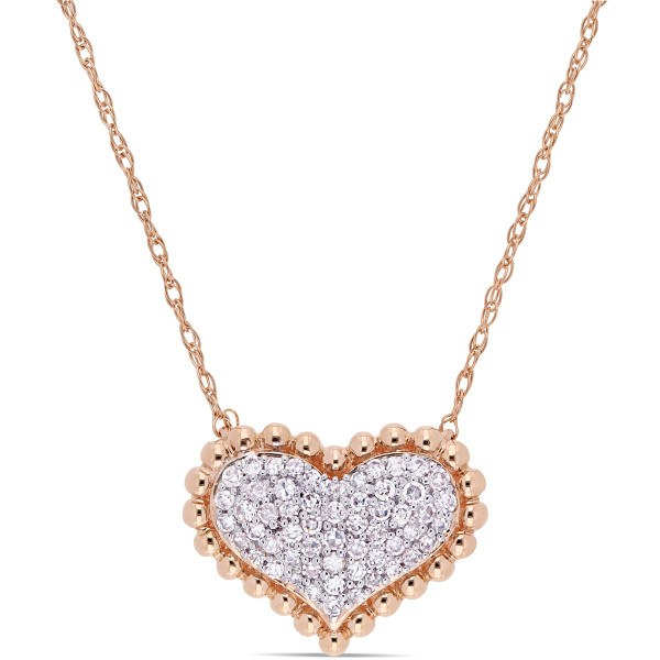 1/4 CT TW Diamond  Heart Halo Necklace in 10k Rose Gold product image