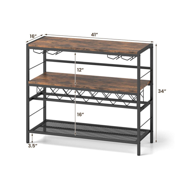 41-Inch 4-Tier Bar Table with Wine Rack & 4 Rows of Glass Holders product image