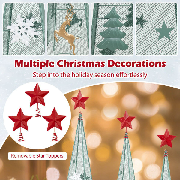 Set of 3 Tower Christmas Trees with Star Toppers  product image