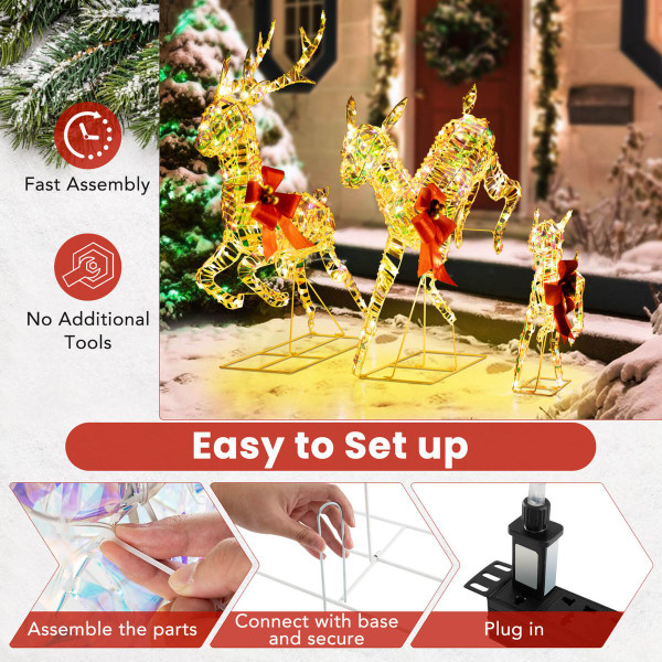 Christmas Lighted Reindeer with Red Bows product image