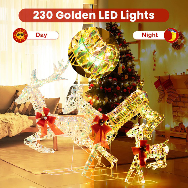 Christmas Lighted Reindeer with Red Bows product image
