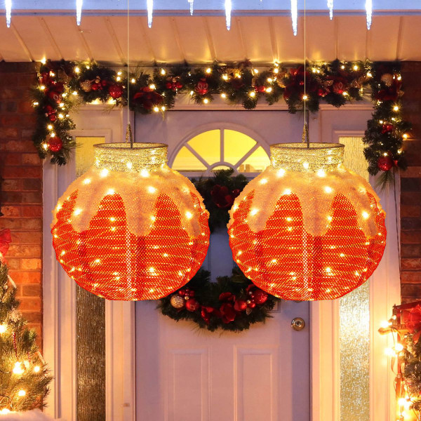 Lighted Outdoor Christmas Pop-Up Lantern Ball product image