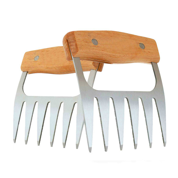 Stainless Steel Meat-Shredding Claws with Wooden Handles (1-Pair) product image