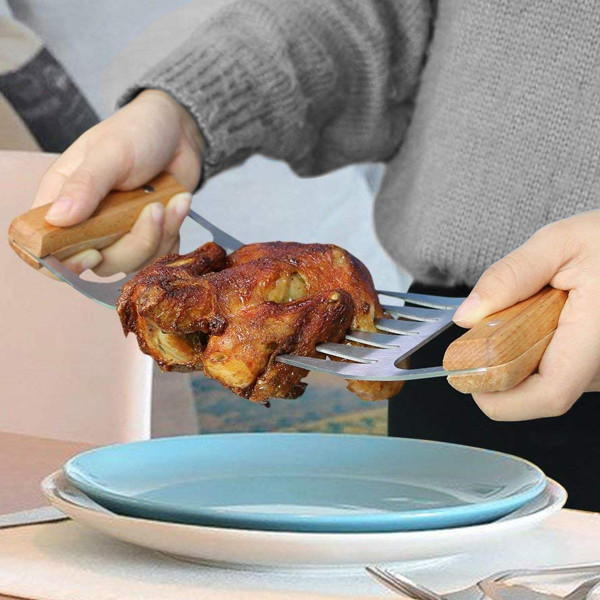 Stainless Steel Meat-Shredding Claws with Wooden Handles (1-Pair) product image