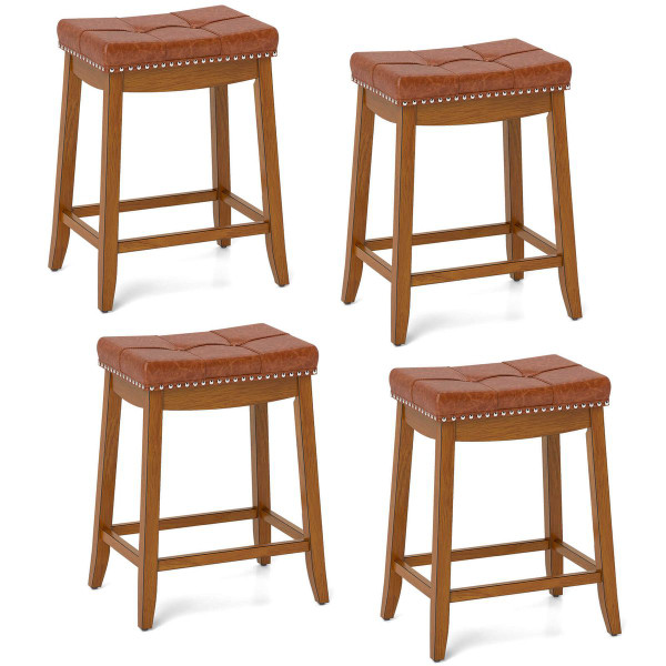 PU Leather Saddle Bar Stools (Set of 2 or 4) product image