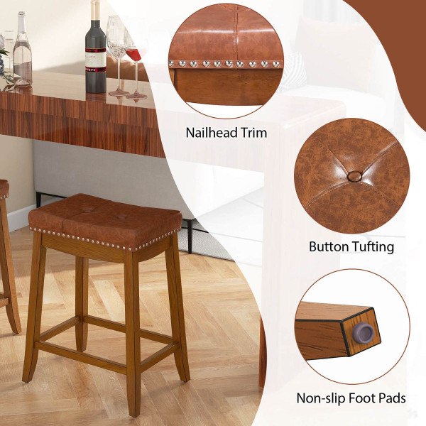 PU Leather Saddle Bar Stools (Set of 2 or 4) product image