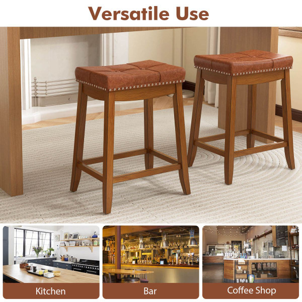 PU Leather Saddle Bar Stools (Set of 2 or 4) product image