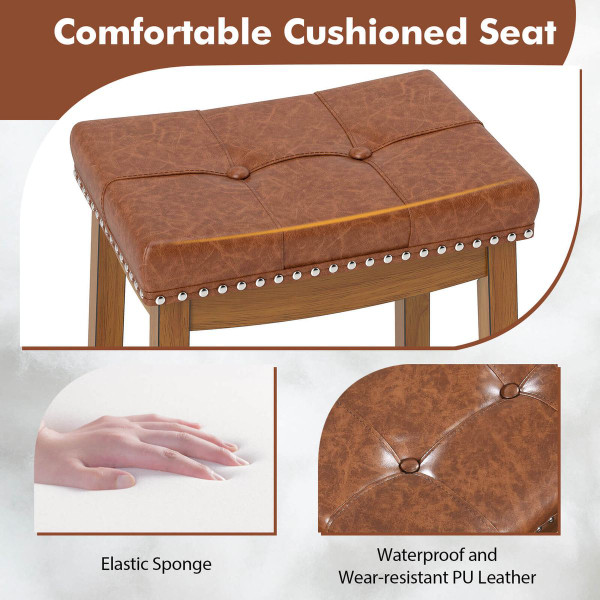 PU Leather Saddle Bar Stools (Set of 2 or 4) product image
