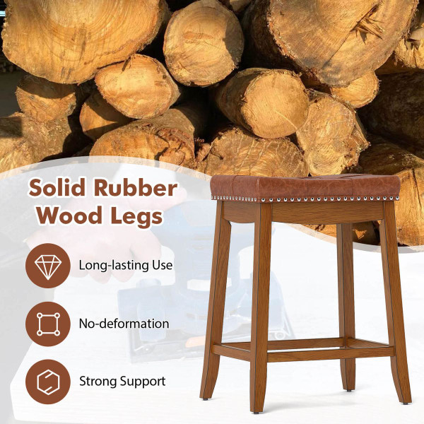 PU Leather Saddle Bar Stools (Set of 2 or 4) product image