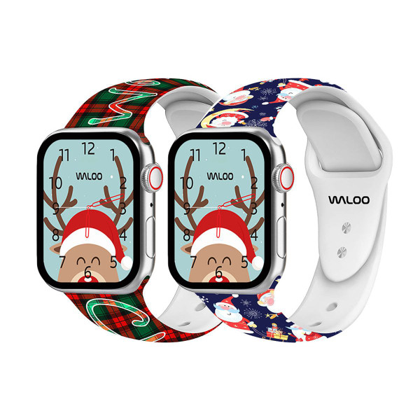 Christmas/Holiday-Fun Silicone Sport Bands for Apple Watch (2-Pack) product image