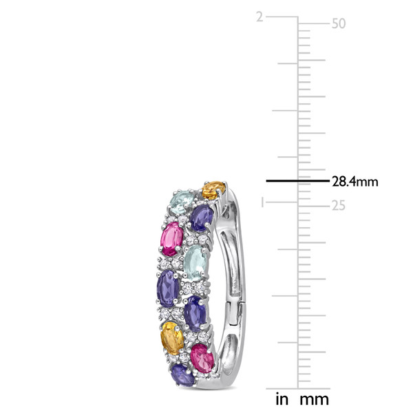 Multi-Gemstone Hoop Earrings in Sterling Silver product image