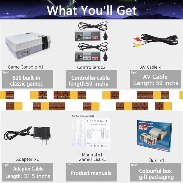 Mini Game Entertainment System with 620 Built-in Classic Games product image
