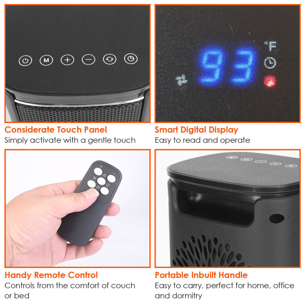 1500W 90-Degree Oscillating Electric PTC Space Heater with Remote product image