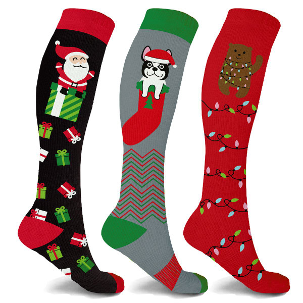 Holiday Fun Knee-High Compression Socks, 15-20mmHG (3-Pair) product image